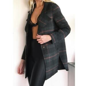 BELLE & BLOOM Ex-Boyfriend Wool Blend Oversized Jacket - Brown Plaid